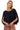 Grecian Drape Bubble Blouse BLACK FRONT