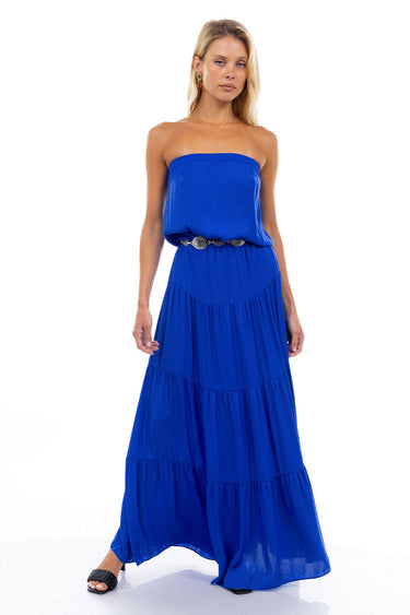 Maxi Tiered Tube Dress With Elasticized Waist CAPRIBLUE DETAIL