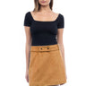Mabel Faux Suede Skirt CASHEW FRONT
