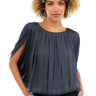 Grecian Drape Bubble Blouse CHARCOAL FRONT