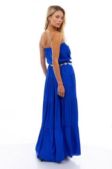 Maxi Tiered Tube Dress With Elasticized Waist CAPRIBLUE BACK