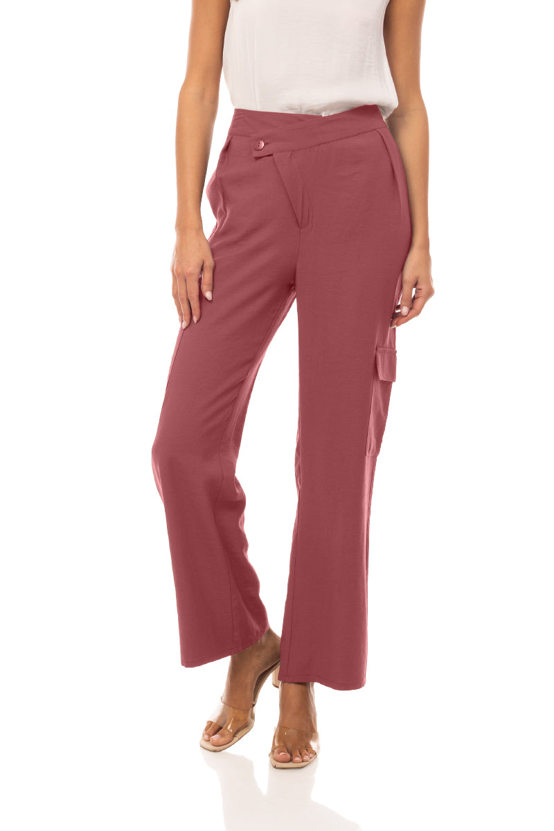 Asymmetrical Wide Leg Pants With Large Pockets