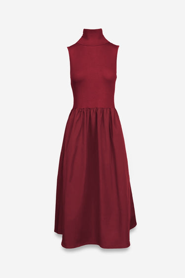 Evangeline Midi Dress BURGUNDY FRONT